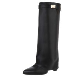 Ital-Design Elegante kniehohe Stiefelette mit Blockabsatz günstig online kaufen