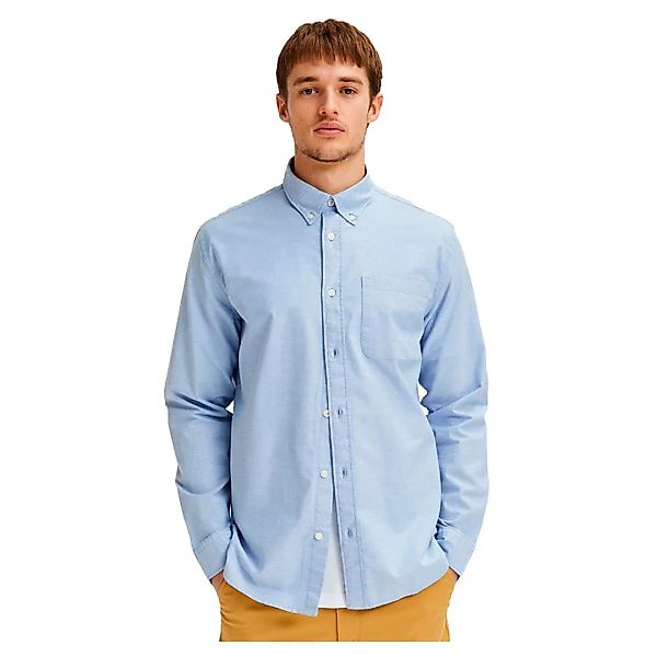 Selected Rick Oxford Flex Regular Langarmshirt 3XL Light Blue günstig online kaufen