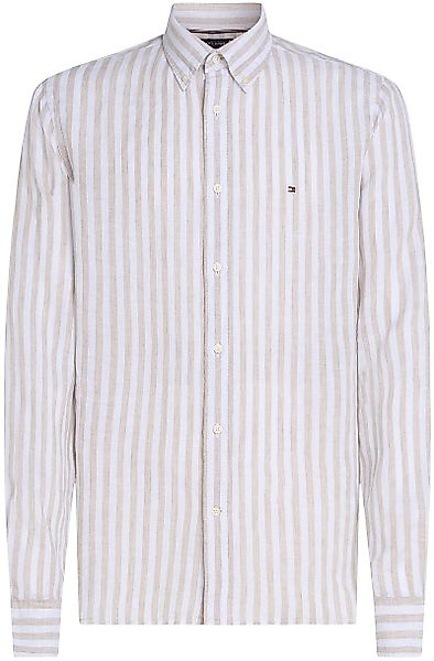 Tommy Hilfiger Hemd Leinen Streifen Beige - Größe L günstig online kaufen