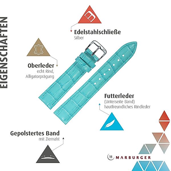 MARBURGER Uhrenarmband 18mm Leder Alligator Prägung günstig online kaufen