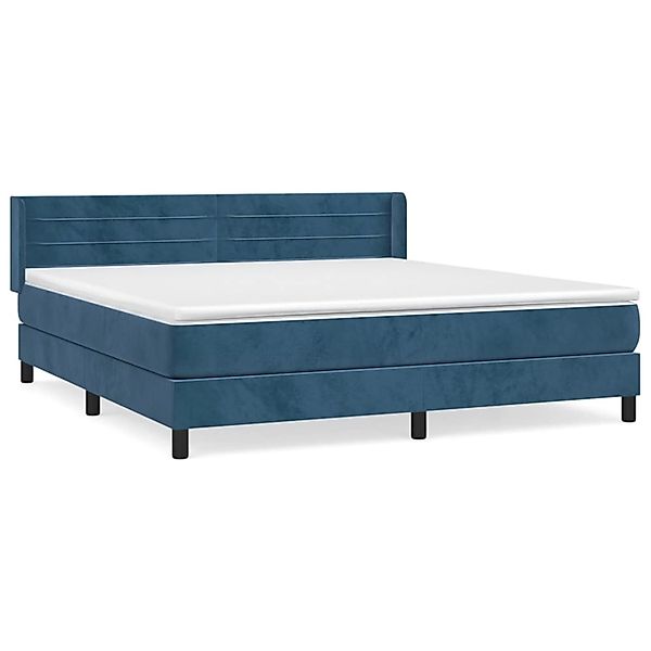 vidaXL Boxspringbett mit Matratze Dunkelblau 160x200 cm Samt1468206 günstig online kaufen