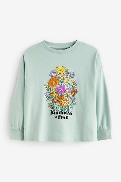 Next Langarmshirt Langärmliges Shirt mit Paillettenblumen (1-tlg) günstig online kaufen