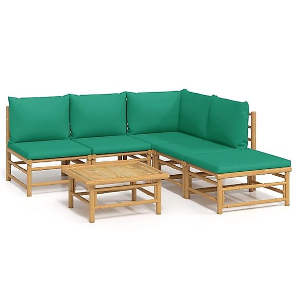 vidaXL Gartenlounge-Set 6-tlg. Garten-Lounge-Set mit Grünen günstig online kaufen