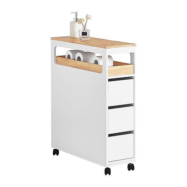SoBuy Badschrank Küchenwagen Küchenregal mit Rollen Rollwagen Weiß BZR54-W günstig online kaufen