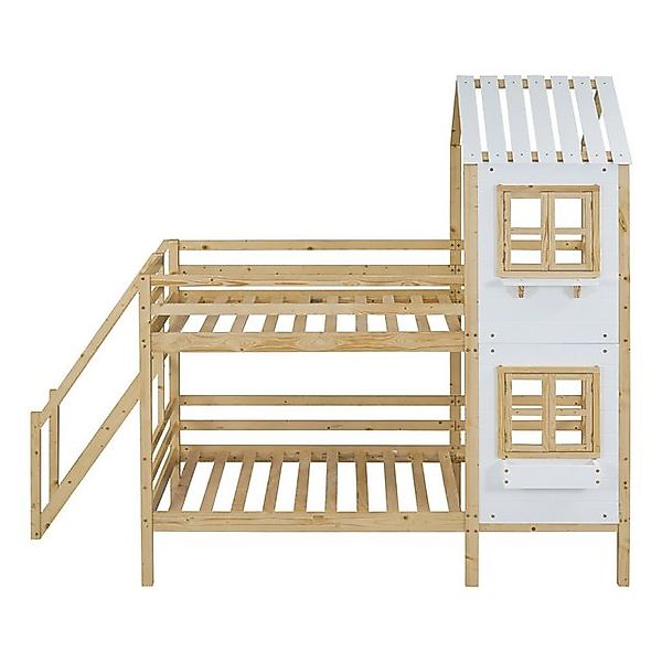 DOPWii Kinderbett 90x200cm Etagenbett mit Handlauf und Fenster, Hausbett,Ki günstig online kaufen