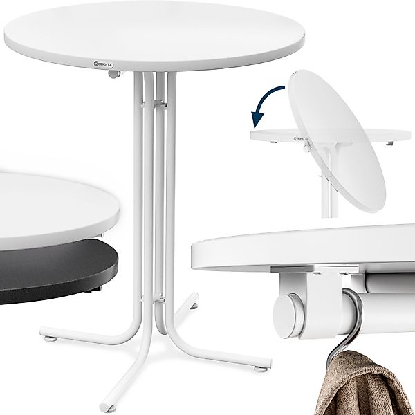 Stehtisch Weiß Ø80x110cm klappbar Outdoor höhenverstellbar bis 100kg günstig online kaufen