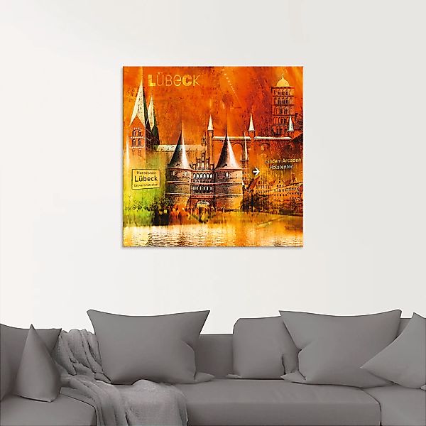 Artland Glasbild "Lübeck Hansestadt Collage 04", Architektonische Elemente, günstig online kaufen