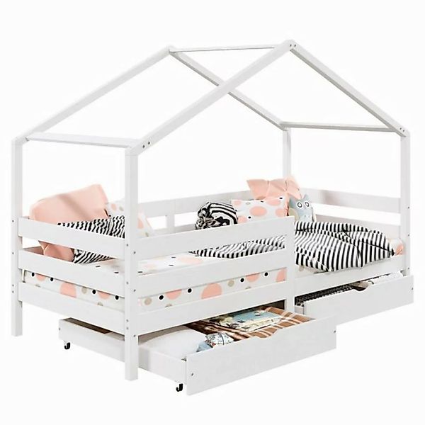 IDIMEX Kinderbett ENA, Hausbett Montessori 90 x 200 Bett Rausfallschutz Kie günstig online kaufen