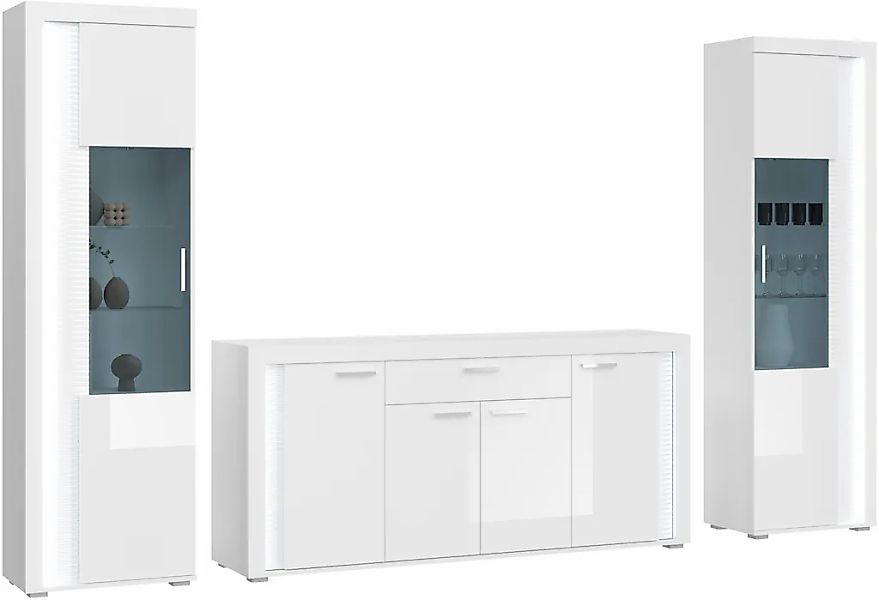 Home affaire Wohnwand "Viborg, 3-teiliges Set, inkl. vertikaler Frontbeleuc günstig online kaufen