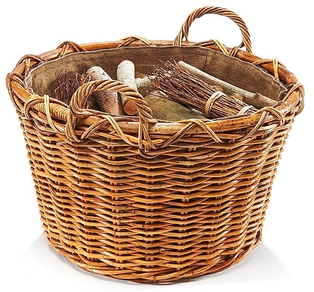 Kobolo Kaminholzkorb Holzkorb Rattan Lacak mit abnehmbarem Leinenstoff günstig online kaufen