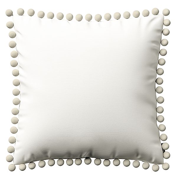 Kissenhülle Wera mit Bommeln, weiss, 45 x 45 cm, Cotton Panama (702-49) günstig online kaufen
