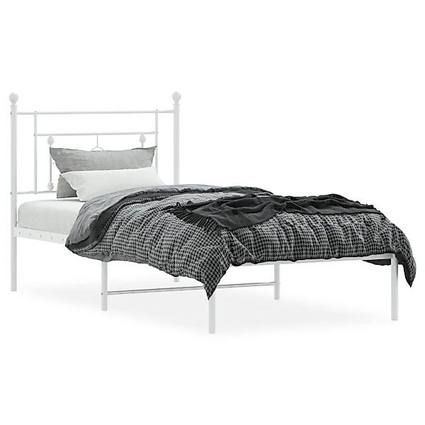 vidaXL Bettgestell Bettgestell mit Kopfteil Metall Weiß 90x190 cm Bett Bett günstig online kaufen