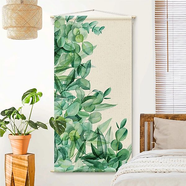 Wandteppich Dickicht Eukalyptusblätter Aquarell günstig online kaufen