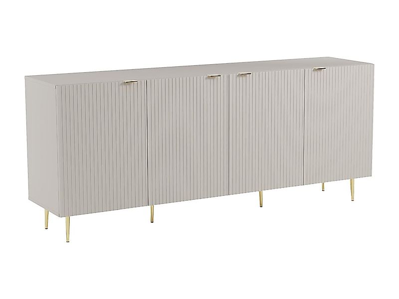 Sideboard mit 4 Türen - MDF & Stahl - Beige & Goldfarben - YESINIA günstig online kaufen