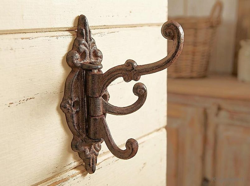 Wandgarderobe Nostalgie schwenkbar Garderobenhaken Gusseisen Braun 13cm günstig online kaufen