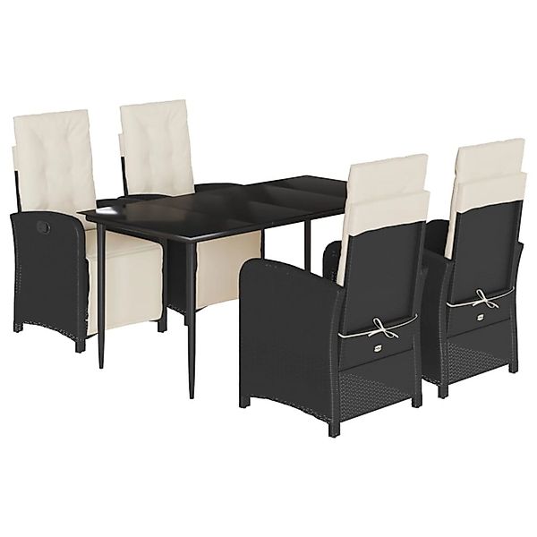 vidaXL 5-Tlg Garten-Essgruppe mit Kissen Schwarz Poly Rattan 3212517 günstig online kaufen