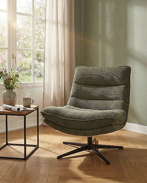 OTTO home Sessel AVAA, Loungesessel im softem Cord-Bezug, 360° Grad drehbar günstig online kaufen