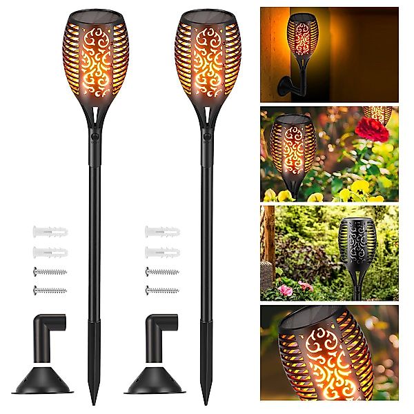 WILGOON LED Solarleuchte Gartenfackel Wasserdichte Solar günstig online kaufen