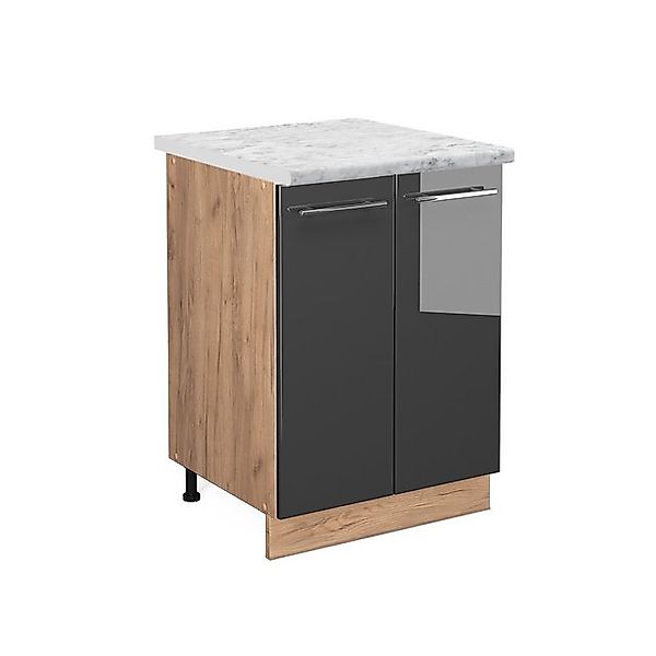 Vicco Küchenunterschrank Fame-Line Anthrazit Hochglanz/Goldkraft Eiche 60 c günstig online kaufen