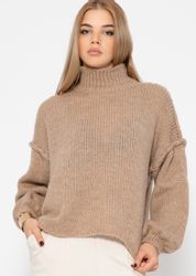 SASSYCLASSY Strickpullover Rollkragenpullover Damen mit Ziernähten günstig online kaufen
