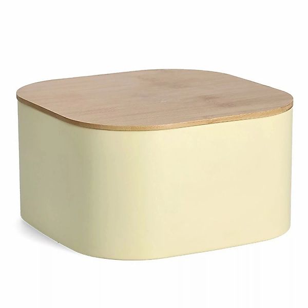Zeller Brotkasten Metall mit Bambusdeckel 14,5 cm x 26,5 cm x 26,5 cm Gelb günstig online kaufen