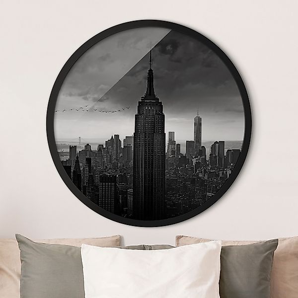 Rundes Bild mit Rahmen New York Rockefeller View günstig online kaufen