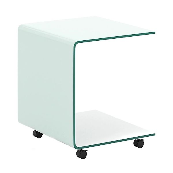 Costway Beistelltisch Aus Glas mit Rollen Weiß 45 x 40 x 48 cm günstig online kaufen