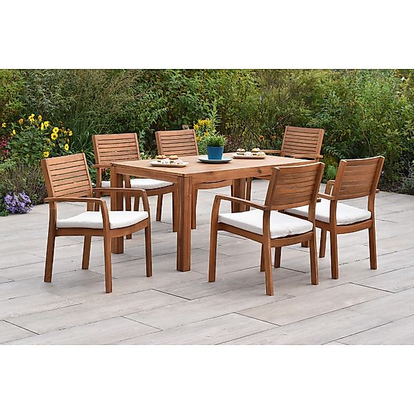 Merxx Batavia Set 13-tlg. 6 Stapelsessel 6 Auflagen Gartentisch 185 x 90 cm günstig online kaufen