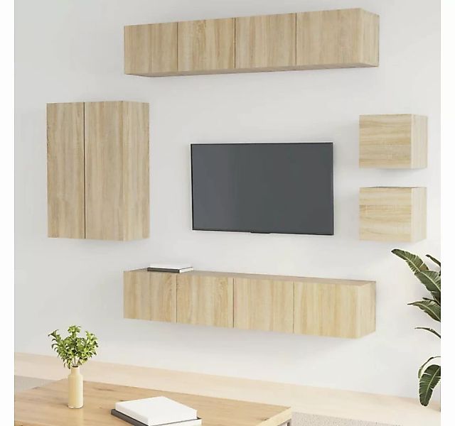 furnicato TV-Schrank 8-tlg. TV-Schrank-Set Sonoma-Eiche Holzwerkstoff günstig online kaufen