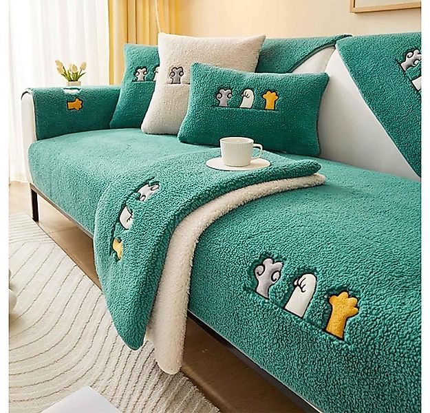 NUODWELL Sofabezug Sofaschutz, Samt rutschfest L Form 1 2 3 4 Sitzer Sofabe günstig online kaufen