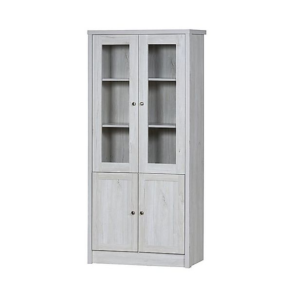 Gotagee Beistellschrank Hochschrank 80x34x171 cm Glastüren Wohnzimmerschran günstig online kaufen