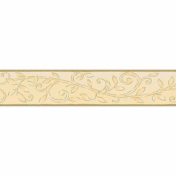 Bricoflor Mediterrane Tapetenbordüre in Gelb und Gold Küchenbordüre mit Orn günstig online kaufen