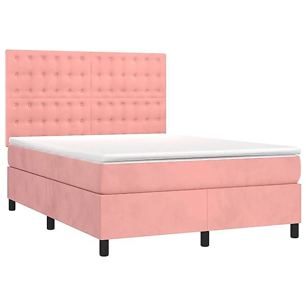 vidaXL Boxspringbett mit Matratze & LED Rosa 140x190 cm Samt 3136364 günstig online kaufen