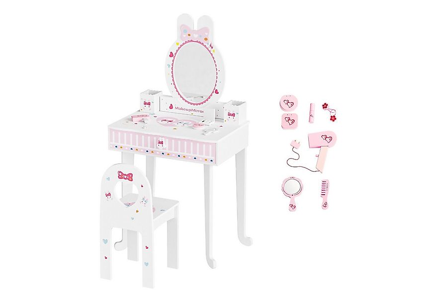 VINGLI Schminktisch mit Hocker und Abnehmbarer Spiegel, für Mädchen ab 3 Ja günstig online kaufen