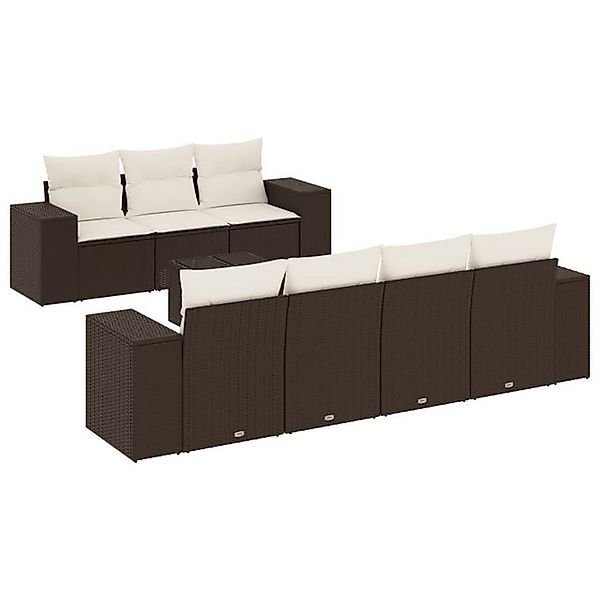 vidaXL Sofaelement 8-tlg. Garten-Sofagarnitur mit Kissen Braun Poly Rattan günstig online kaufen