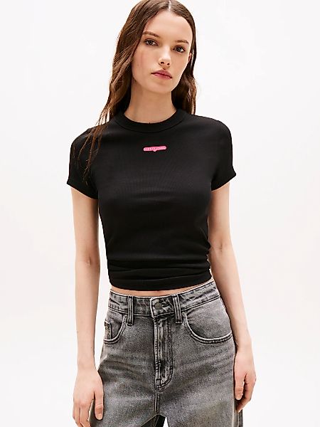 Tommy Jeans Kurzarmshirt "TJW SLIM SCRIPT LABEL SS TEE EXT" günstig online kaufen