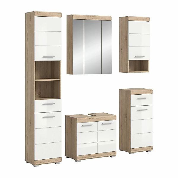 Badkombination 164 cm x 191 cm x 34 cm Sonoma-Weiß 5-tlg. günstig online kaufen