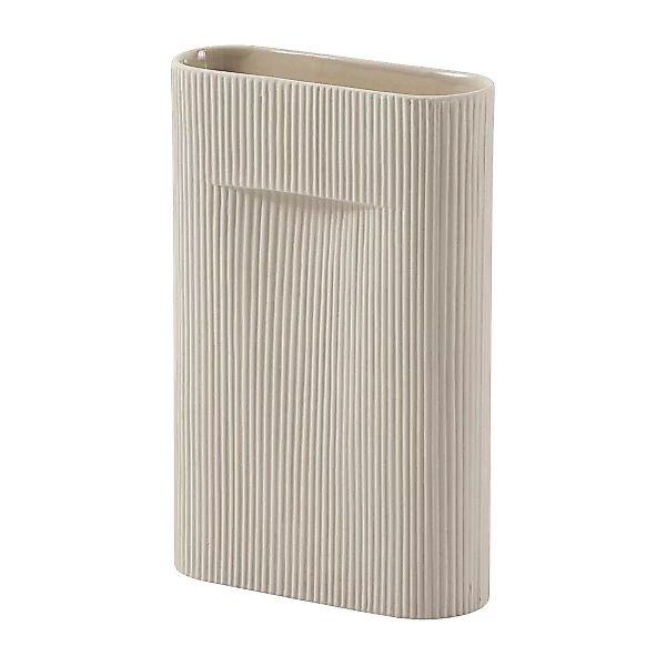 Vase Ridge Medium keramik weiß beige / H 35 cm - Terrakotta - Muuto - Beige günstig online kaufen