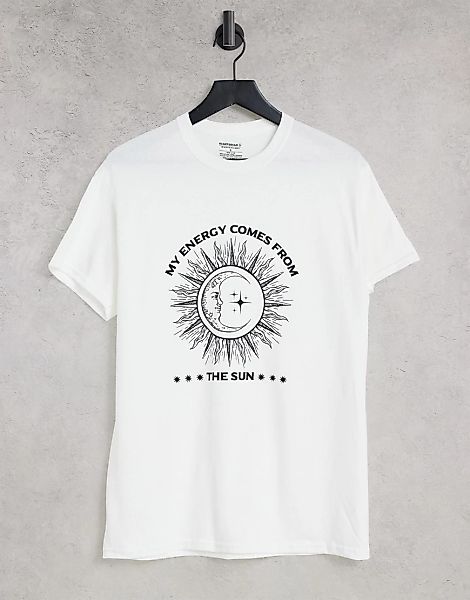 Heartbreak – T-Shirt mit Sonnen-Grafikprint-Weiß günstig online kaufen