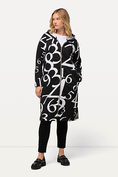 Ulla Popken Sweatjacke Sweat-Longjacke Zahlen Kapuze günstig online kaufen
