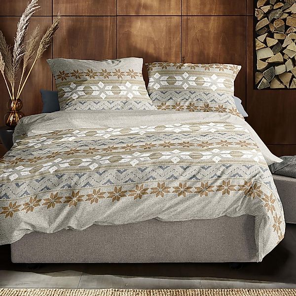 Irisette Biber Bettwäsche Panda 8621-80 Strickmuster Natur 135x200 günstig online kaufen