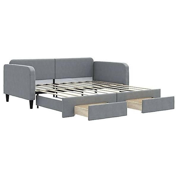 vidaXL Ausziehbett, Tagesbett Ausziehbar mit Schubladen Hellgrau 90x190 cm günstig online kaufen