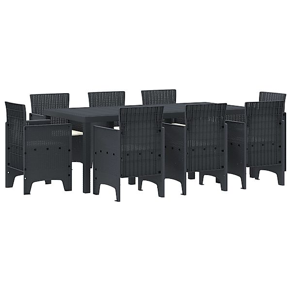vidaXL 9-tlg Garten-Essgruppe mit Kissen Anthrazit Poly Rattan 3378576 günstig online kaufen
