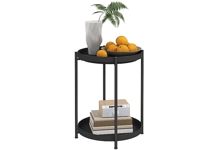 HOMCOM Beistelltisch mit 2 Ablage, Rund (Couchtisch, 1-St., Kaffeetisch), f günstig online kaufen