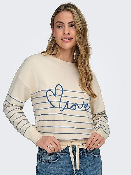 ONLY Rundhalspullover ONLSIGNE LIFE LS TEXT DETAI ONECK CC KNT mit Bindeban günstig online kaufen