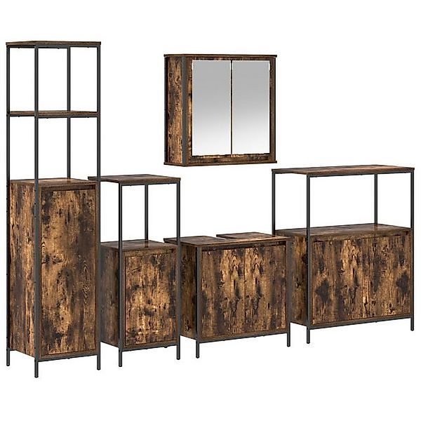 vidaXL Badezimmerspiegelschrank 5-teiliges Badezimmermöbel Set in rauchiger günstig online kaufen