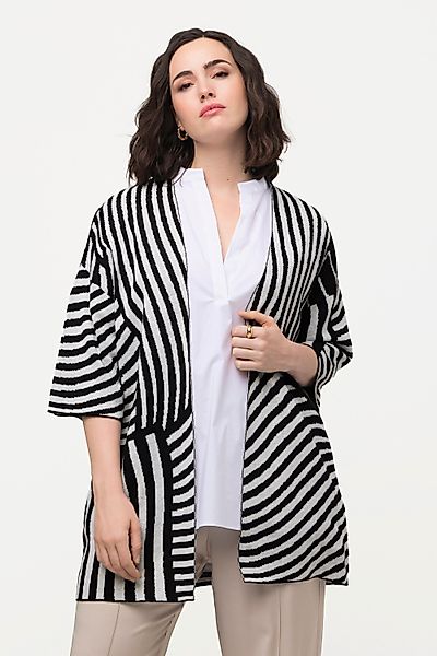 Ulla Popken Strickjacke Strickjacke Jacquard-Feinstrick Stehkragen günstig online kaufen