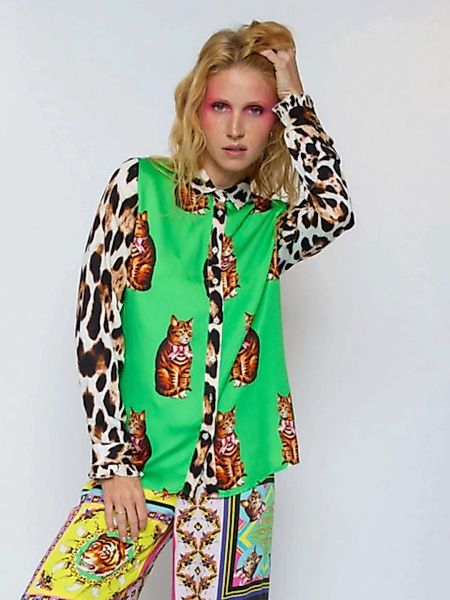 RISY & JERFS Klassische Bluse Hemdbluse Kranenburg Green Cats Leo günstig online kaufen