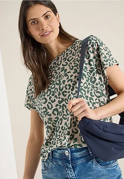 Shirt im Leinen-Look mit Leo-Print günstig online kaufen