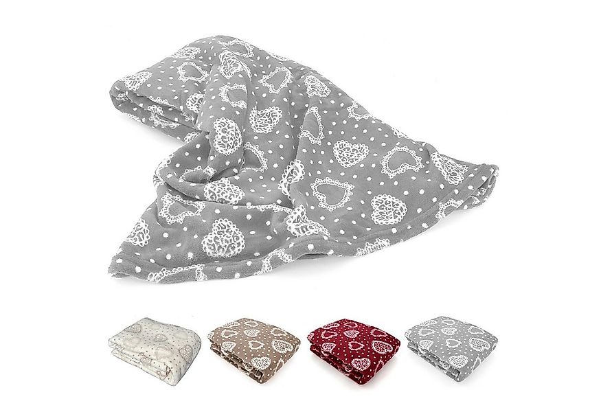 Wohndecke Kuscheldecke Herzen Flanell Sofadecke Landhaus, heimtexland, kusc günstig online kaufen